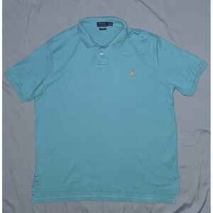 Polo Ralph Lauren Polo Shirt Mens XL Teal‎ Short Sleeve Gold Pony Logo